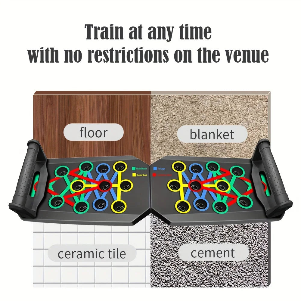 Portable Folding Push-Up Board, Multi-Functional Anti-Slip Mat with Handle, Home Fitness Exercise for Chest, Abdomen and Arms