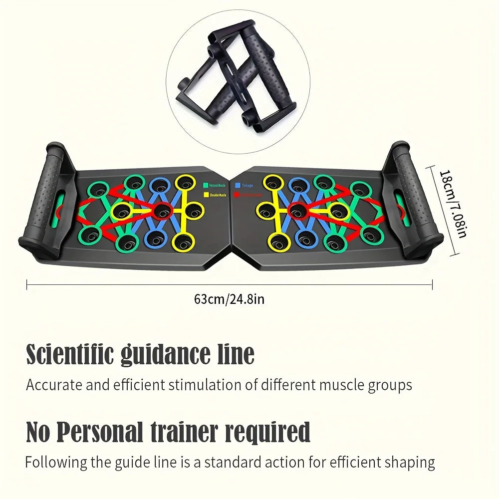 Portable Folding Push-Up Board, Multi-Functional Anti-Slip Mat with Handle, Home Fitness Exercise for Chest, Abdomen and Arms