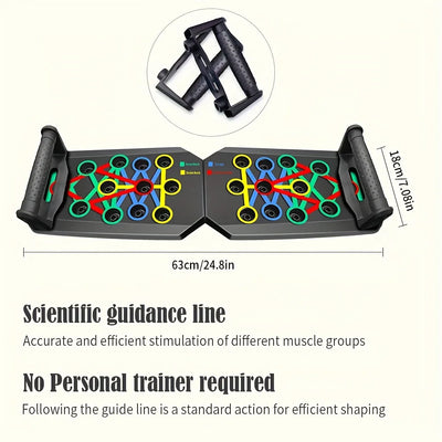 Portable Folding Push-Up Board, Multi-Functional Anti-Slip Mat with Handle, Home Fitness Exercise for Chest, Abdomen and Arms