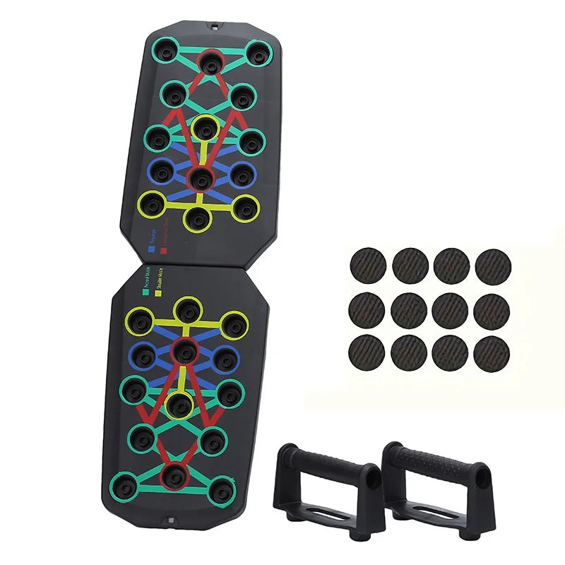 Portable Folding Push-Up Board, Multi-Functional Anti-Slip Mat with Handle, Home Fitness Exercise for Chest, Abdomen and Arms